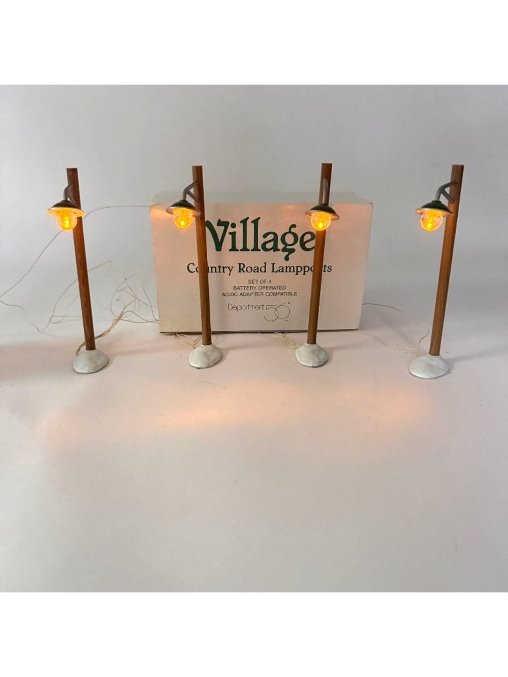 Department 56 Village Country Road Lampposts Set of 4 Battery Operated